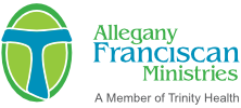 Allegany Franciscan Ministries logo with Tau symbol.
