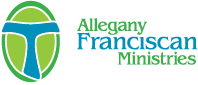 Allegany Franciscan Ministries, A Member of Trinity Health logo with Tau symbol.